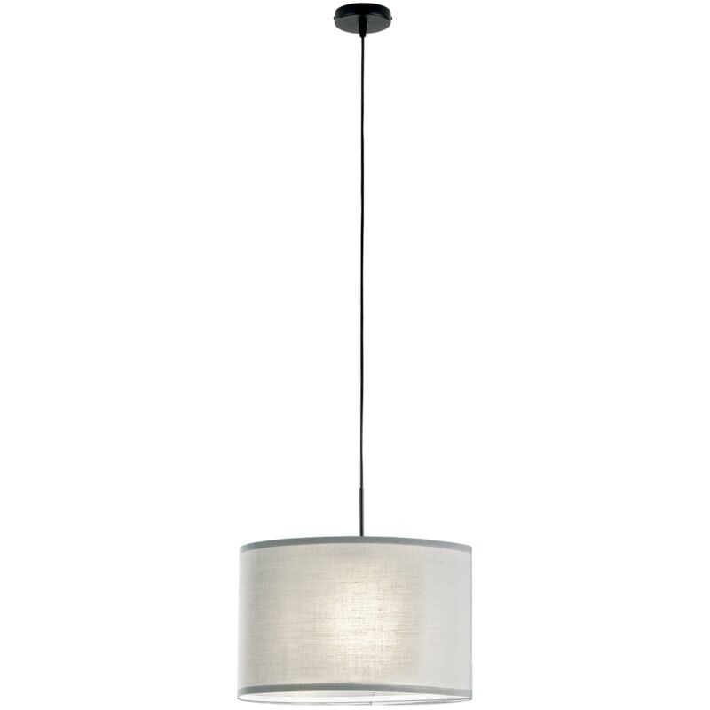 foto del prodotto luce ambiente e design - sospensione capital in metallo con diffusore in tessuto grigio 150x38 cm.'