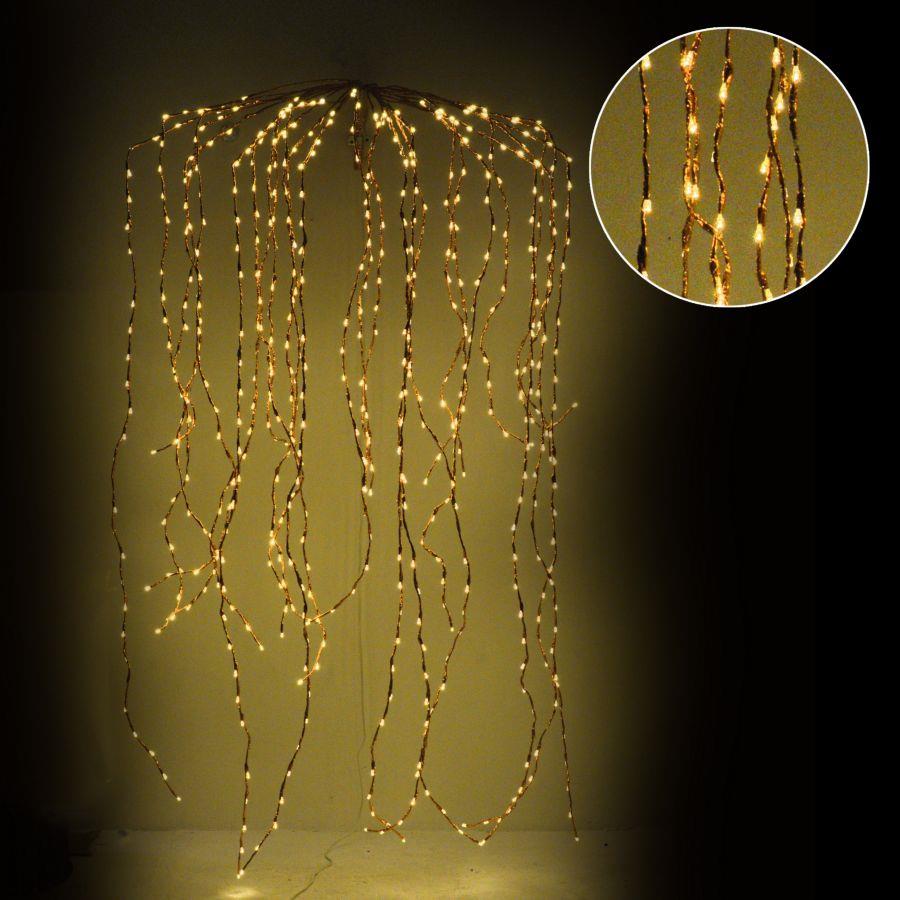 foto del prodotto luce cascata 648 led fissi 81 flash caldo al. fissa filo rame 70xh220x6