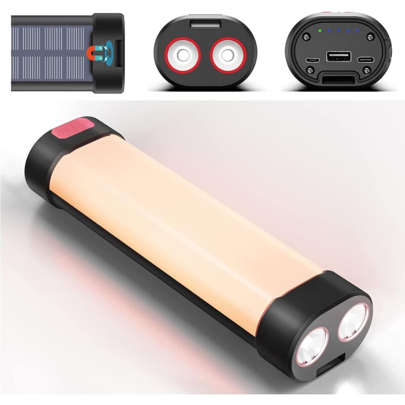 foto del prodotto luce da campeggio a led crediri, lanterna da campeggio ricaricabile con base magnetica, impermeabile e cavo usb