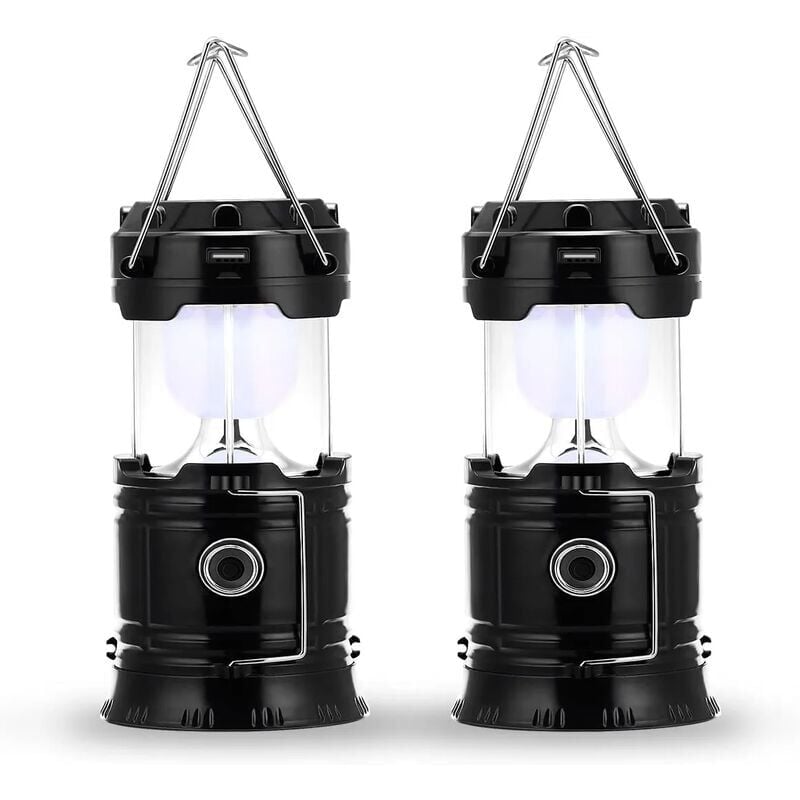 foto del prodotto luce da campeggio a led, ricaricabile tramite spina e energia solare, con power bank, impermeabile e antivento, per escursionismo, campeggio,