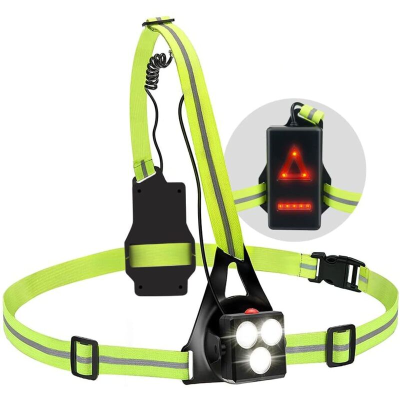 foto del prodotto luce da corsa a led ricaricabile tramite usb con strisce riflettenti, regolabile a 65 , adatta per jogging, camminata e sport all aria aperta