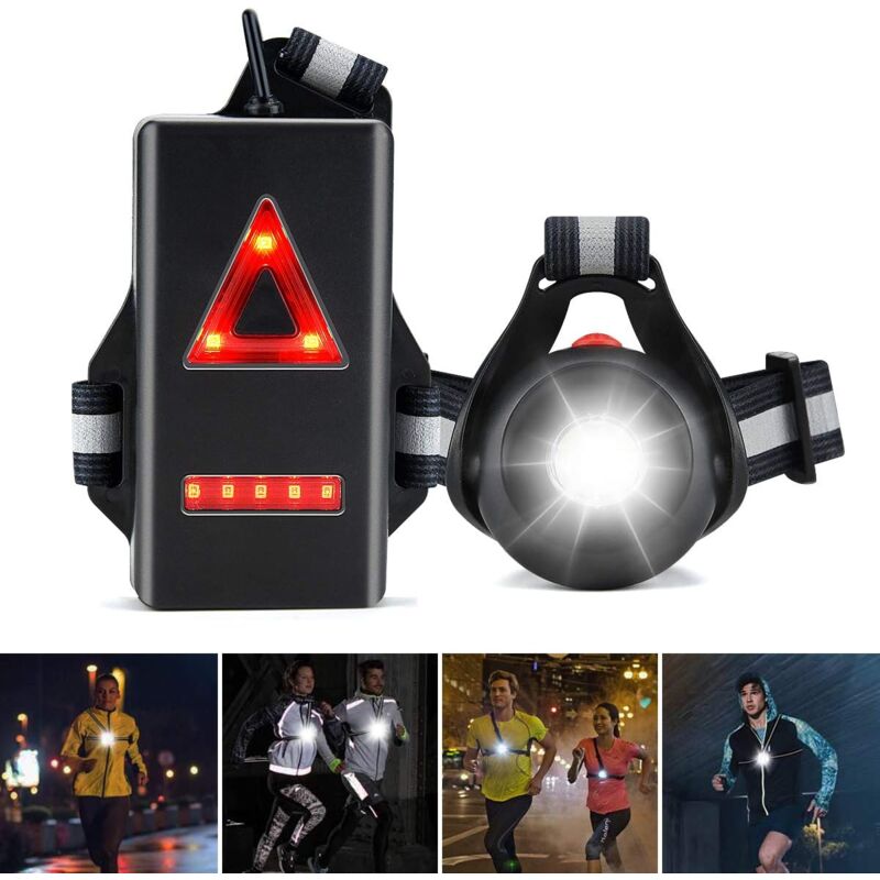 foto del prodotto luce da corsa, angolo del fascio regolabile a 120 , 500 lumen, striscia riflettente a 360 , ricaricabile tramite usb, lampada notturna a led per