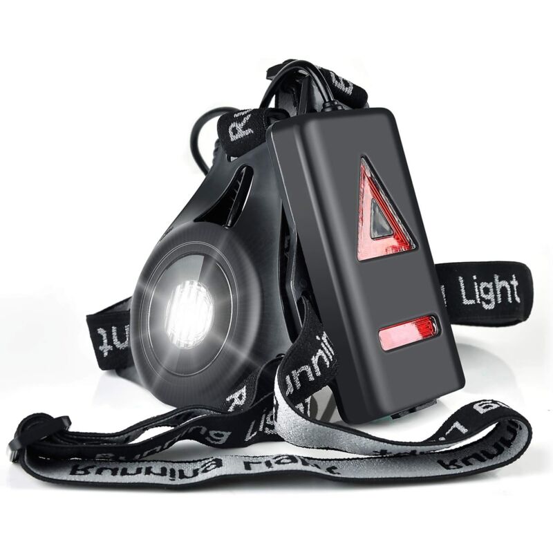 foto del prodotto luce da corsa, luce da corsa ricaricabile tramite usb impermeabile, angolo di illuminazione regolabile, luce perfetta per jogging, pesca, campeggio,