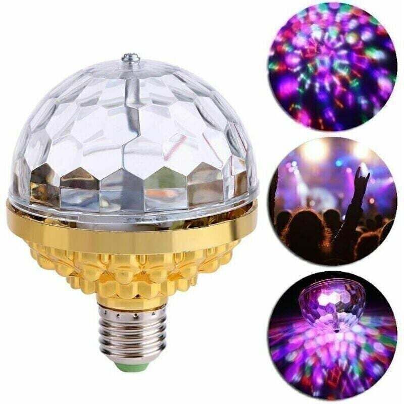 foto del prodotto luce da discoteca led colorata rotante sfera di cristallo portalampada per feste sfera multicolore multisuperficie attacco e27 lablanc