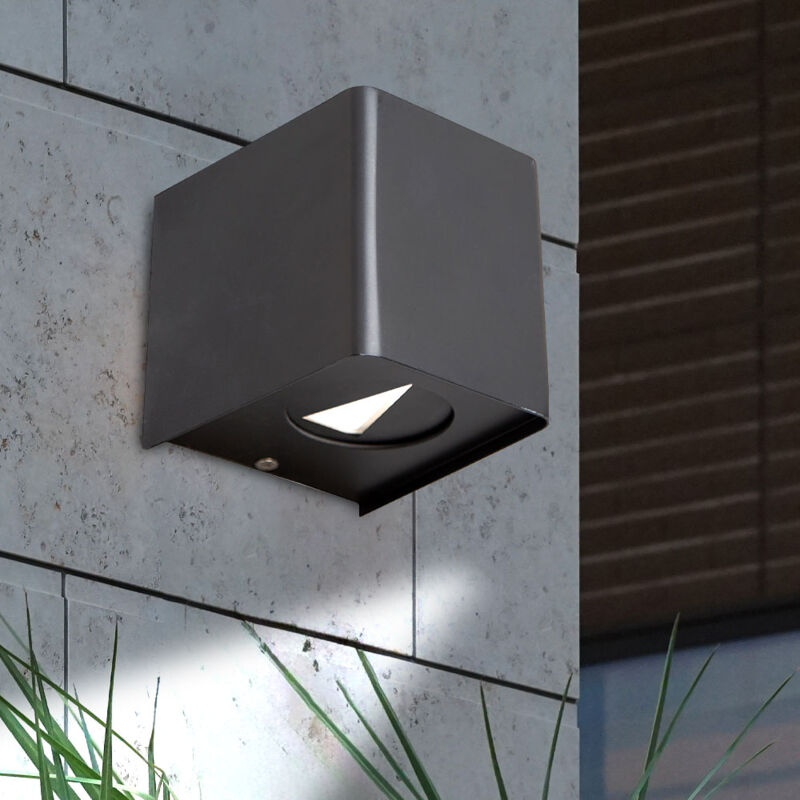 foto del prodotto luce da esterno lampada da facciata lampada da parete nera luce da balcone lampada da parete, led 2x 2 watt 200lm bianco caldo, lxlxh 10x10x11,5 cm