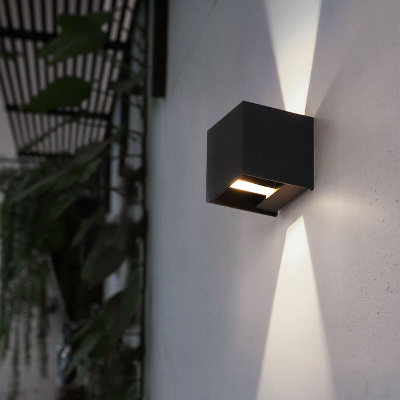 foto del prodotto luce da esterno lampada da facciata lampada da parete nera luce da balcone up down lampada da parete, led 2x 3 watt 290lm bianco caldo, lxlxh