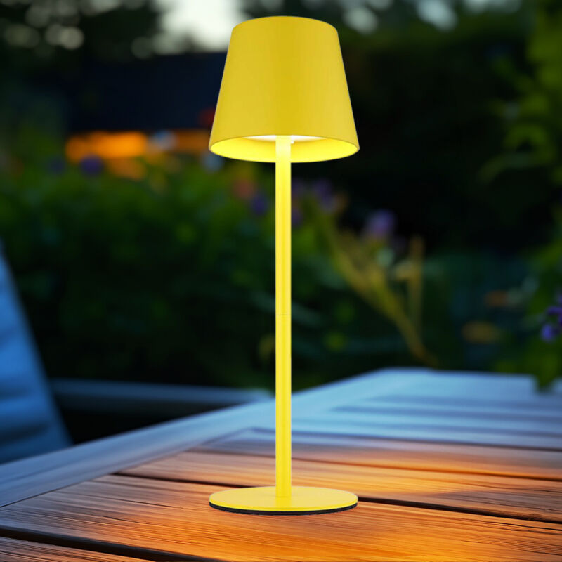 foto del prodotto luce da esterno lampada da tavolo ricaricabile touch dimmer bottle top cct, giallo, usb c, led 3w 200lm bianco caldo freddo, dxh 11,5x36 cm