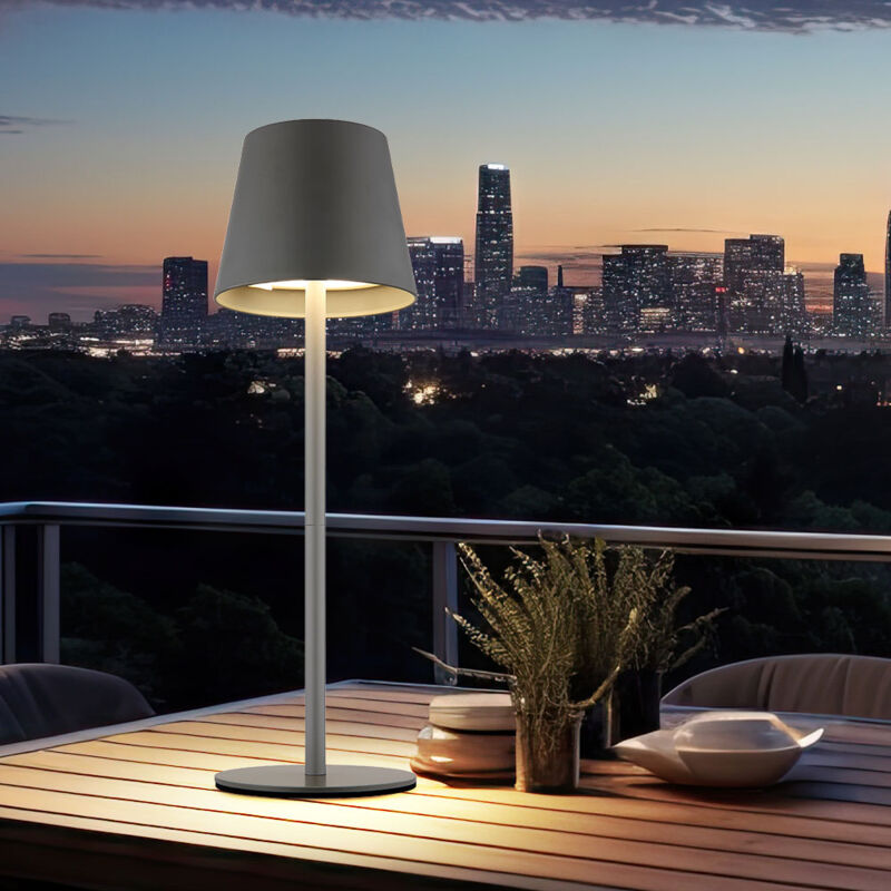 foto del prodotto luce da esterno lampada da tavolo ricaricabile touch dimmer bottle top cct, grigio, usb c, led 3w 200lm bianco caldo freddo, dxh 11,5x36 cm