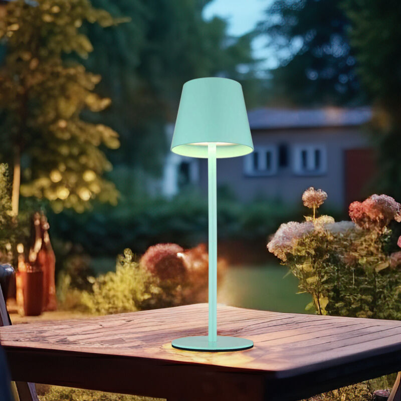 foto del prodotto luce da esterno lampada da tavolo ricaricabile touch dimmer bottle top cct, menta, usb c, led 3w 200lm bianco caldo freddo, dxh 11,5x36 cm