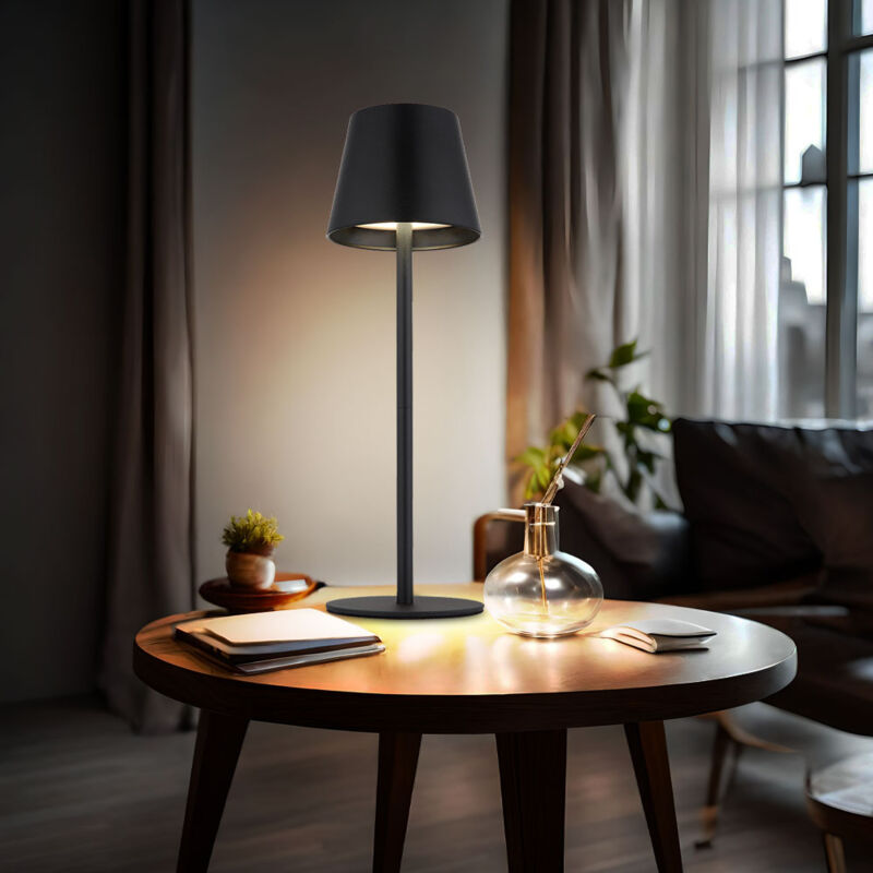 foto del prodotto luce da esterno lampada da tavolo ricaricabile touch dimmer bottle top cct, nero, usb c, led 3w 200lm bianco caldo freddo, dxh 11,5x36 cm