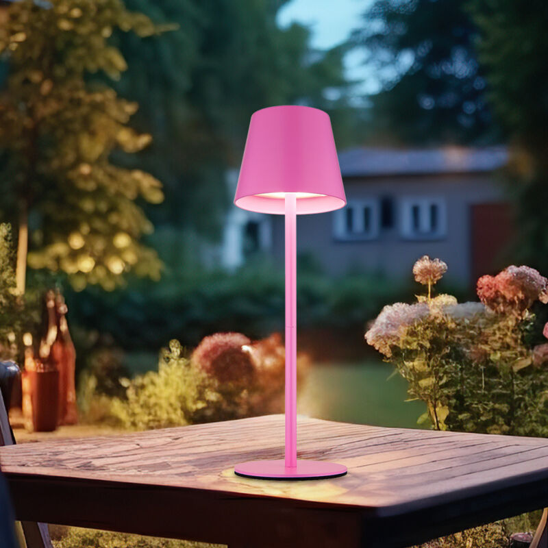 foto del prodotto luce da esterno lampada da tavolo ricaricabile touch dimmer bottle top cct, rosa, usb c, led 3w 200lm bianco caldo freddo, dxh 11,5x36 cm