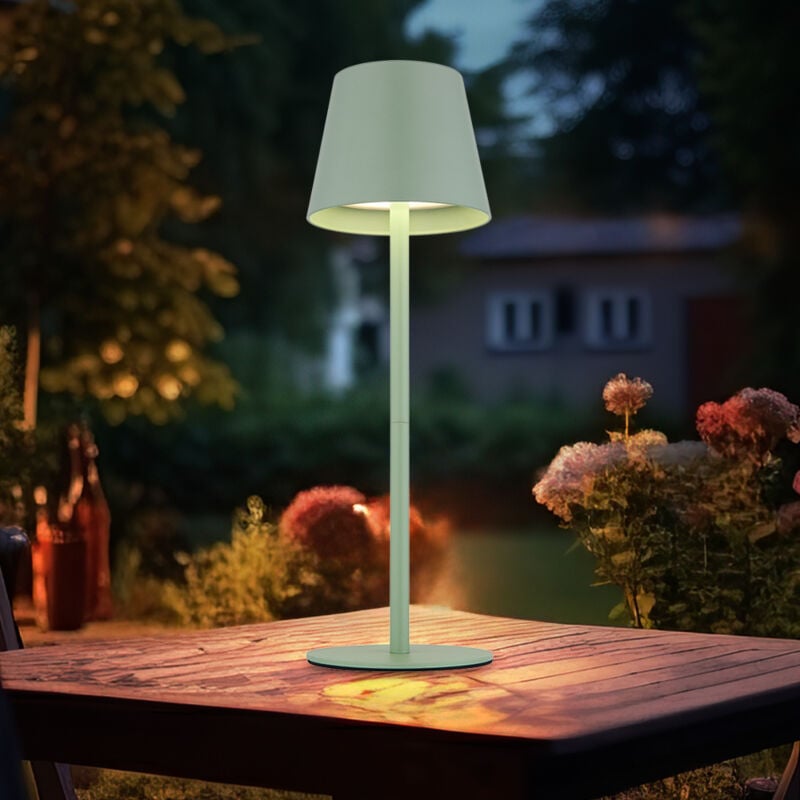 foto del prodotto luce da esterno lampada da tavolo ricaricabile touch dimmer bottle top cct, verde, usb c, led 3w 200lm bianco caldo freddo, dxh 11,5x36 cm