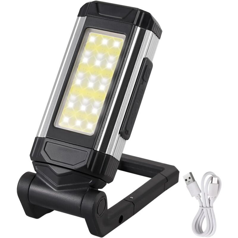 foto del prodotto luce da lavoro a led impermeabile ipx6, lampada portatile a led cob xpe ricaricabile, luce da campeggio con funzione di ricarica, base magnetica e