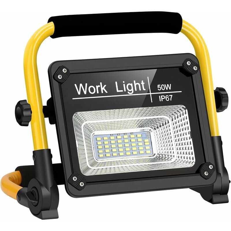 foto del prodotto luce da lavoro a led ricaricabile da 50 w, impermeabile, per lavori edili, luce di emergenza, luce di sicurezza, officina, patio