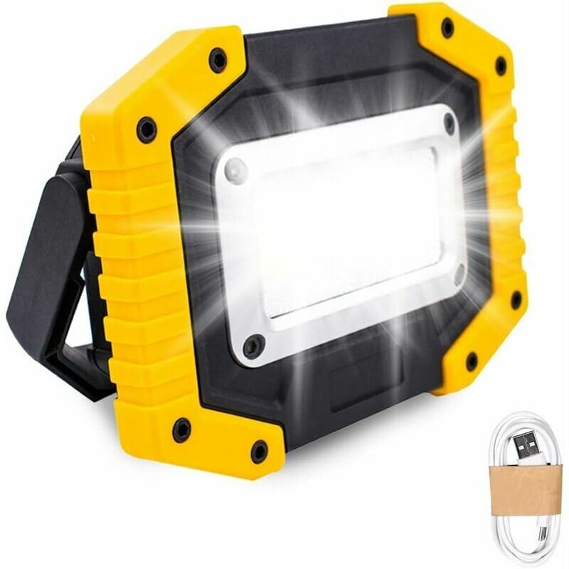 foto del prodotto luce da lavoro a led ricaricabile faro da 30 w, luce di sicurezza a batteria con 3 modalit , faro da campeggio cob con usb, impermeabile per pesca,