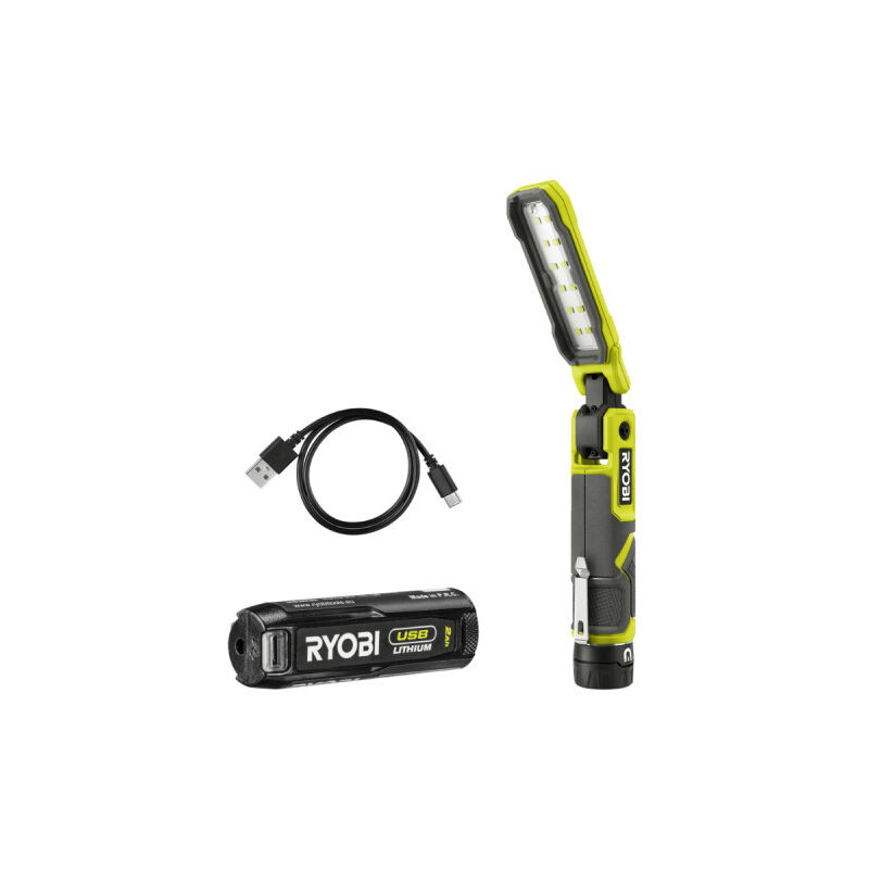 foto del prodotto luce da lavoro al litio 4v usb 650 lumen 1 batteria da 2,0ah rli4 120g ryobi