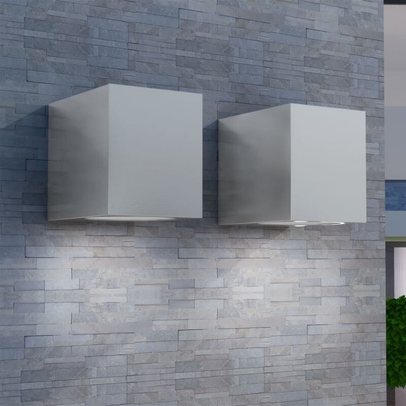 foto del prodotto luce da parete per esterno a cubo set 2 pz colore grigio