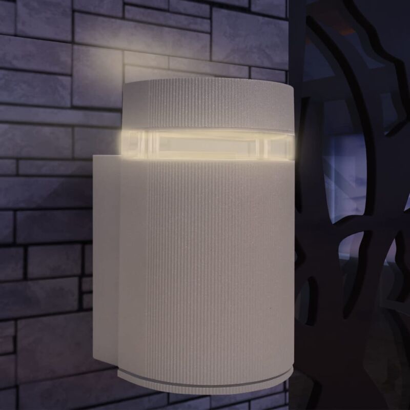 foto del prodotto luce da parete per esterno semi cilindrica in alluminio grigio vidaxl