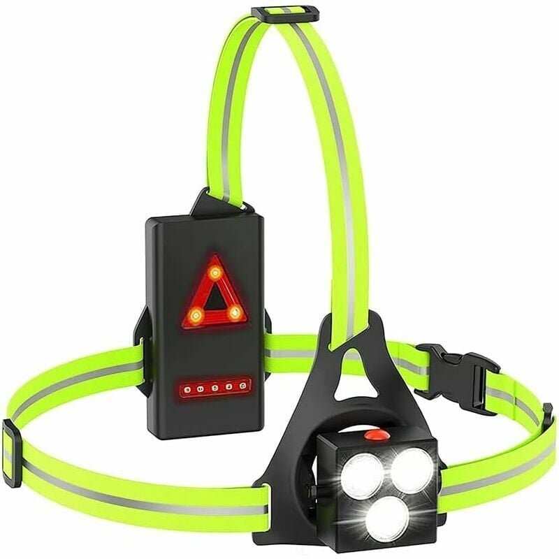foto del prodotto luce da torace, luce da corsa a led per corsa ricaricabile tramite usb, lampada da corsa 3 modalit 500 lumen, luce da torace impermeabile, per