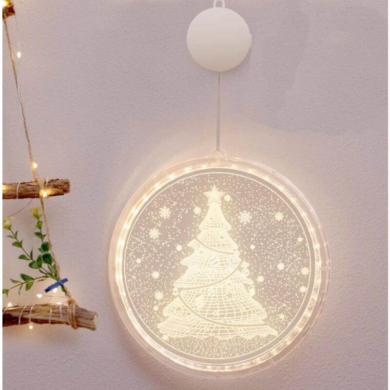 foto del prodotto luce decorativa per finestra natalizia, luci a forma di figura natalizia a led luci a corda sullo sfondo per finestre interne ed esterne, bianco