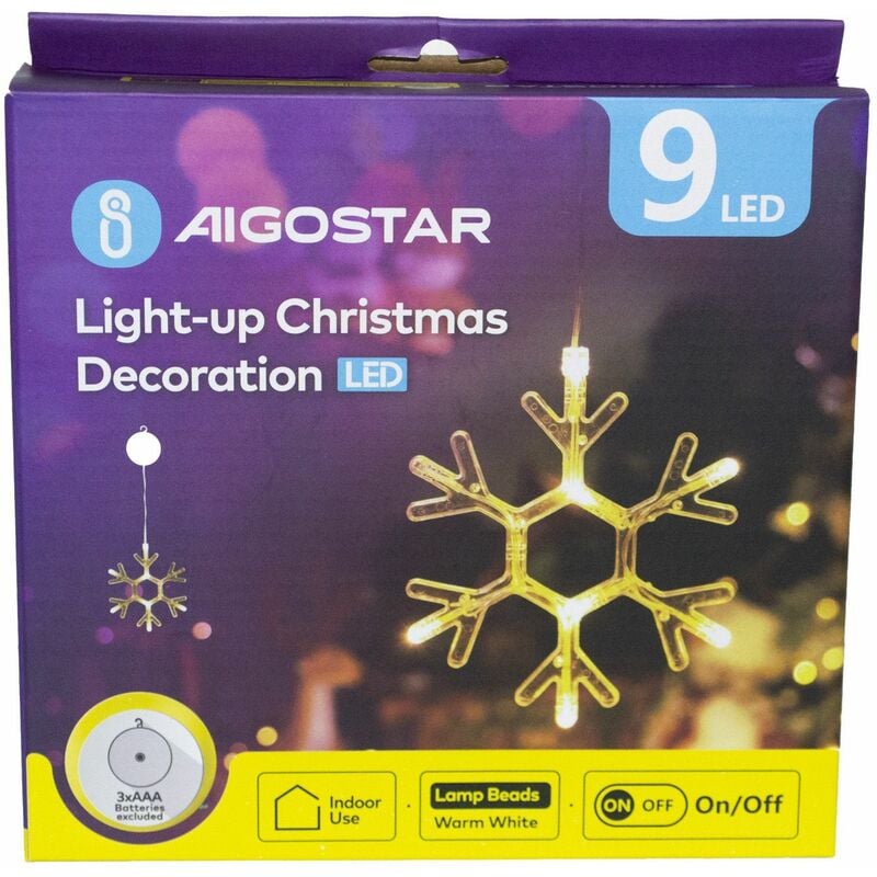 foto del prodotto luce decorazione natalizia 9 led fiocco di neve