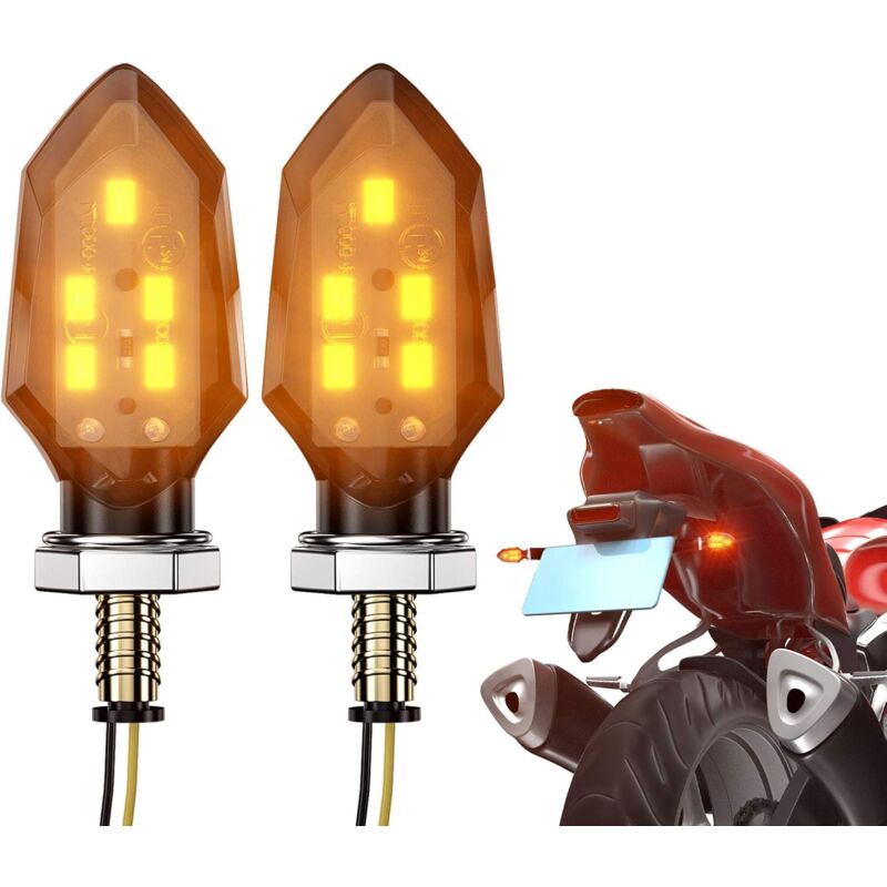 foto del prodotto luce di direzione a led per moto, lampadina universale color ambra per moto.