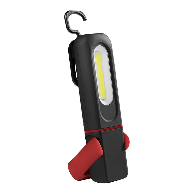 foto del prodotto luce di ispezione a led ricaricabile 2 in 1, rotazione a 360 gradi, torcia a led cob da 3 w, base magnetica e gancio officine, campeggio, fai da te 