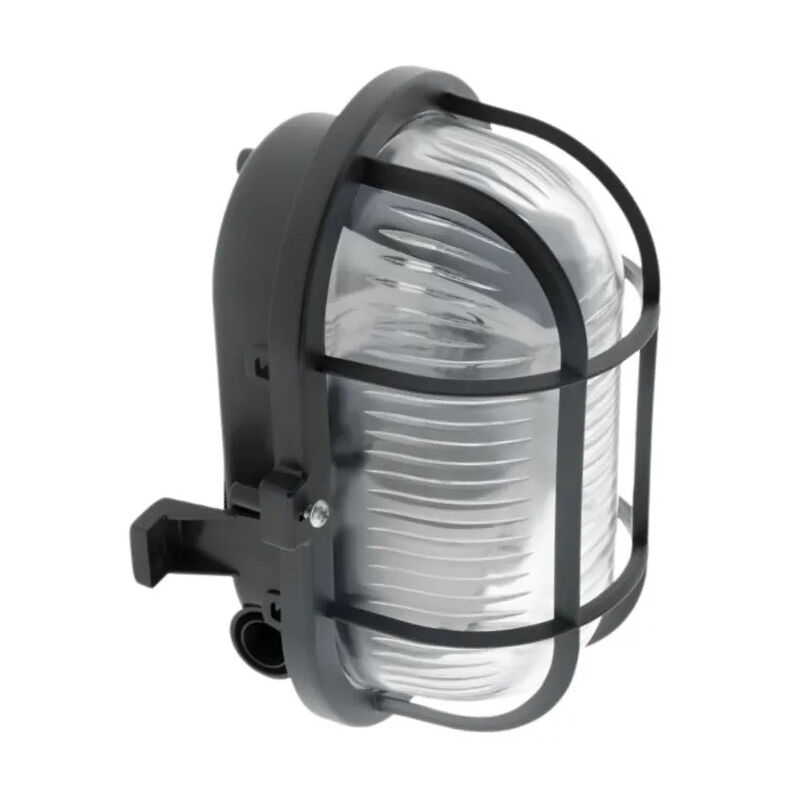 foto del prodotto luce esterna ovale ip44 a plafone con diffusore, nero
