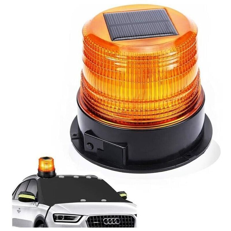 foto del prodotto luce lampeggiante a led solare/usb 12v, lampeggiante magnetizzato per auto, camion, wireless, super luminoso, 1 pezzo