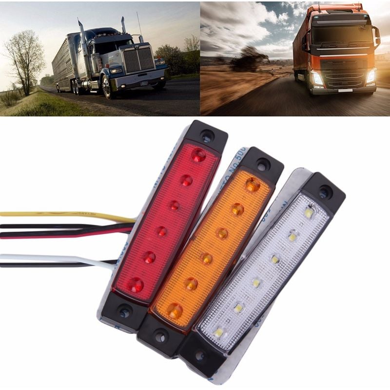foto del prodotto luce laterale 24v con 6 led smd per auto e camion colore - rosso