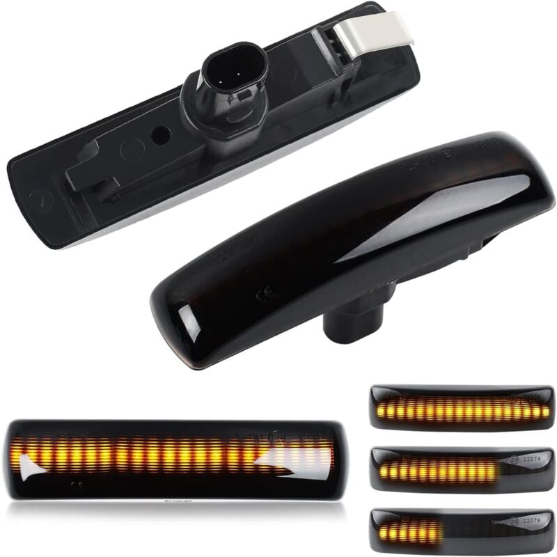 foto del prodotto luce laterale dinamica a led, indicatori di direzione, indicatori laterali ambra, indicatori can bus senza errori, fum , compatibili con lan d rover