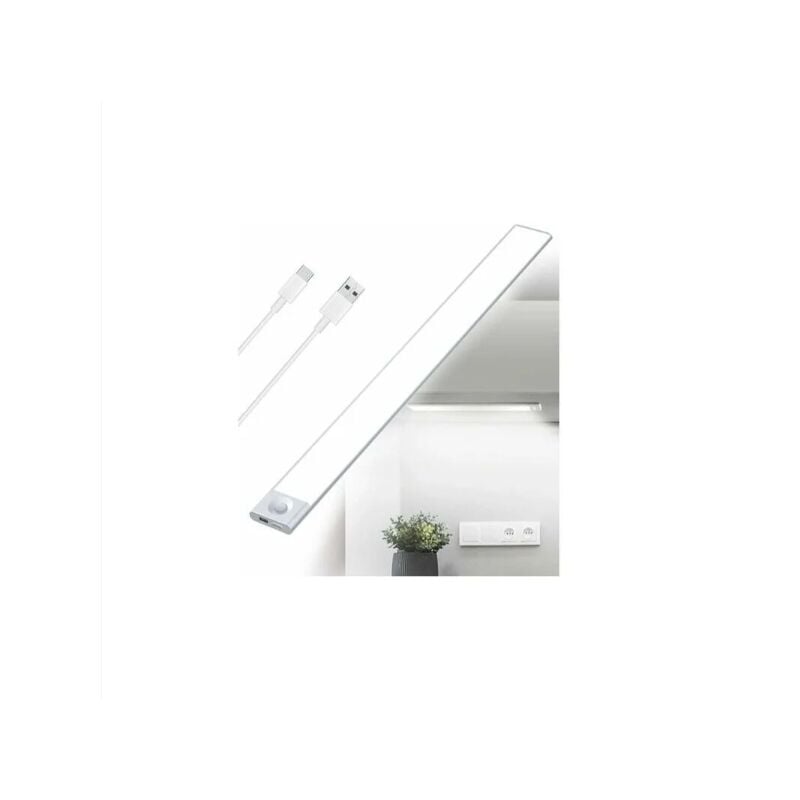 foto del prodotto luce led da cucina sottopensile ricaricabile tramite usb, 2500 mah, 40 cm, dimmerabile, con sensore di movimento, luce per armadio, barra led