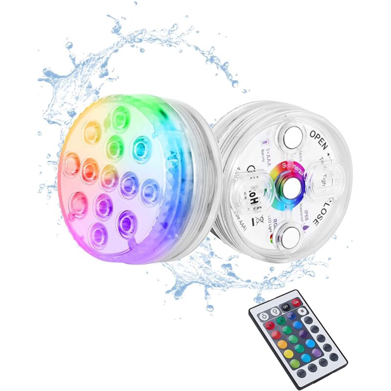 foto del prodotto luce led sommergibile, mini luce led per acquario con telecomandi, candele multicolore rgb, lampada subacquea impermeabile per giardino, matrimonio,