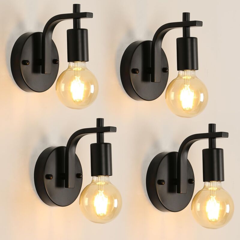 foto del prodotto luce murale interna vintage base e27 per camera da letto, soggiorno, corridoio, ingresso nero goeco