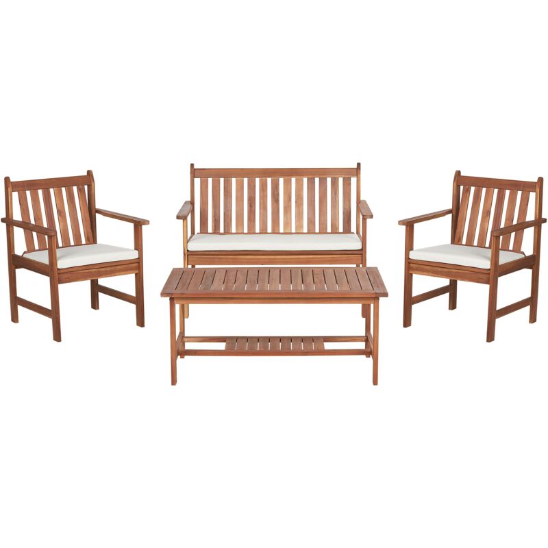 foto del prodotto luce naturale legno di acacia giardino patio set divano poltrone con cuscini tavolo bianco mobili da patio altidona