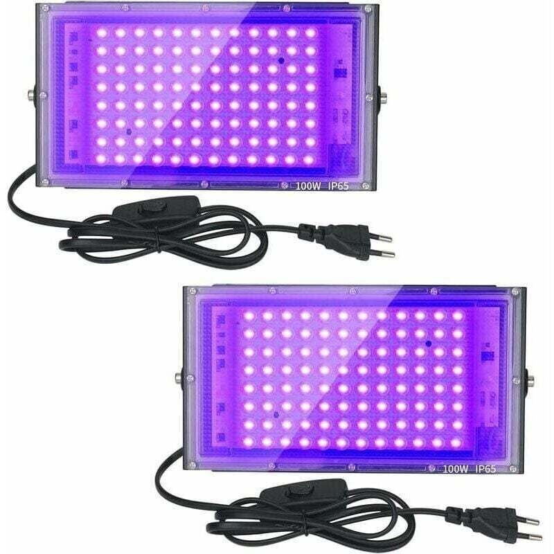 foto del prodotto luce nera a led uv da 100 w ip65 impermeabile, luce led uv, illuminazione effetto acquario, festa, vernice fluorescente, poster fluorescente, luce al