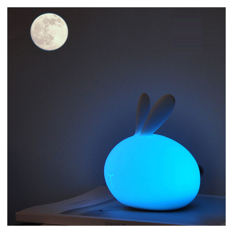 foto del prodotto luce notturna a forma di coniglio baby touch 7 colori luce notturna a led ricaricabile luce notturna per bambini lampada decorativa per decorazione