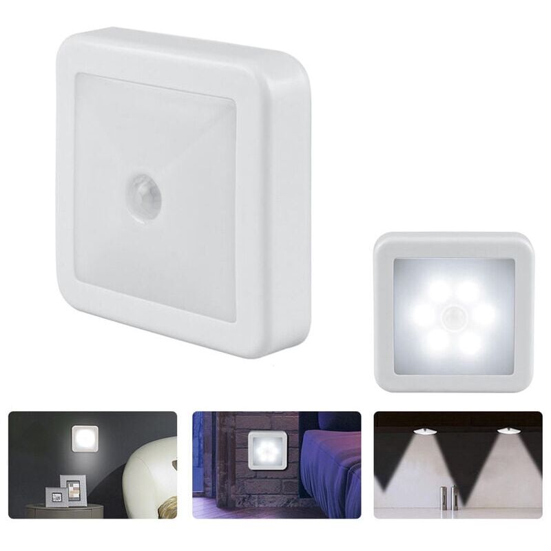 foto del prodotto luce notturna a led, lampada con sensore di movimento magnetico per interni con cuscinetti adesivi gratuiti, attacca ovunque, bianco, confezione da 2