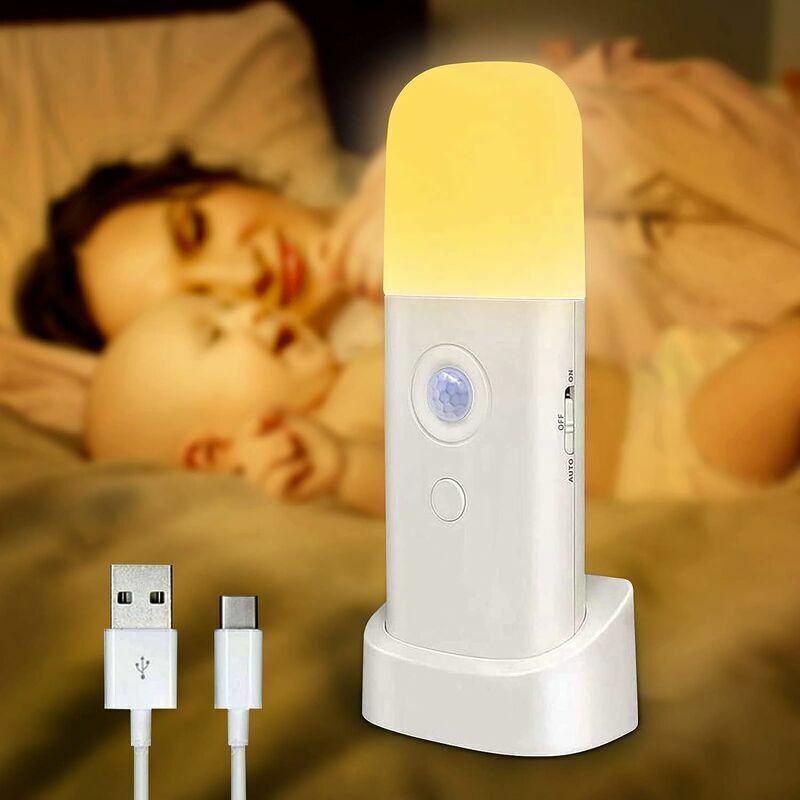 foto del prodotto luce notturna a led ricaricabile per adulti, lampada con sensore di movimento da 2000 mah per interni, luminosit regolabile su 5 livelli, ideale per