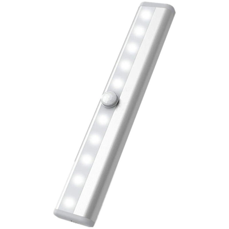 foto del prodotto luce notturna con sensore di movimento a infrarossi intelligente 10 led illuminazione a led per camera da letto, guardaroba bianco, batteria da