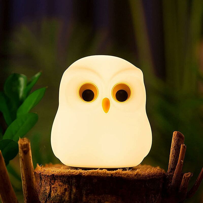foto del prodotto luce notturna gufo bambini kawaii luce notturna baby usb silicone luce allattamento dimmerabile touch ricarica led cambia colore luce notturna