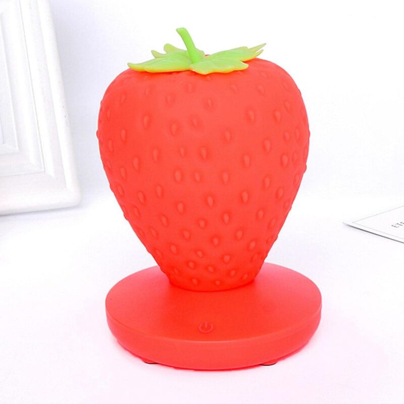 immagine 0 del prodotto luce notturna in silicone a forma di fragola per bambini, cambio colore, ricaricabile tramite usb, 3 modalit , interruttore touch, regalo di