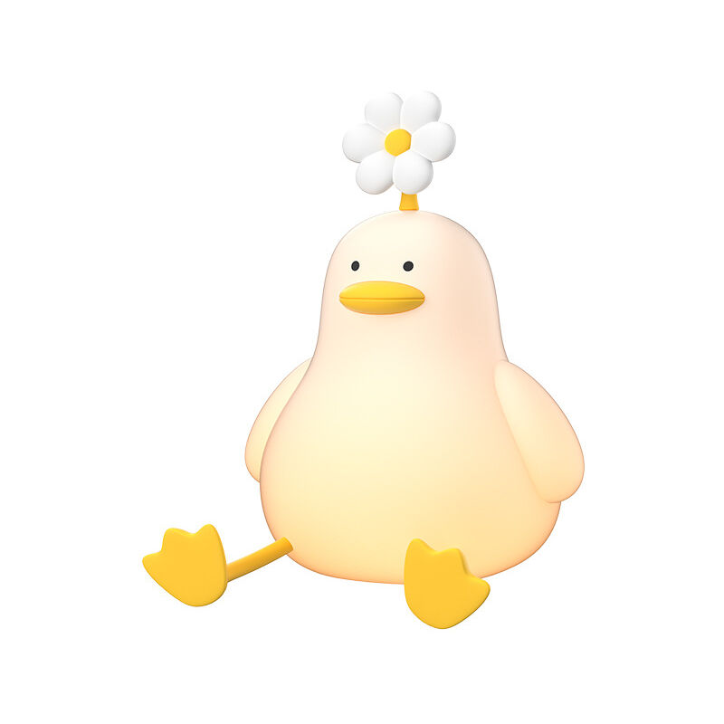 foto del prodotto luce notturna per bambini carina papera, lampada per bambini in morbido silicone per camera da letto, luce notturna per bambini con dimmerabile e