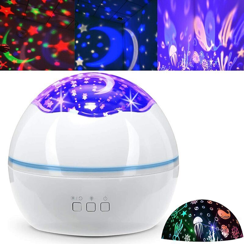 foto del prodotto luce notturna per bambini lampada proiettore per luce notturna baby star rotazione a 360 gradi 2 in 1 proiettore per luce notturna oceano stellato 8