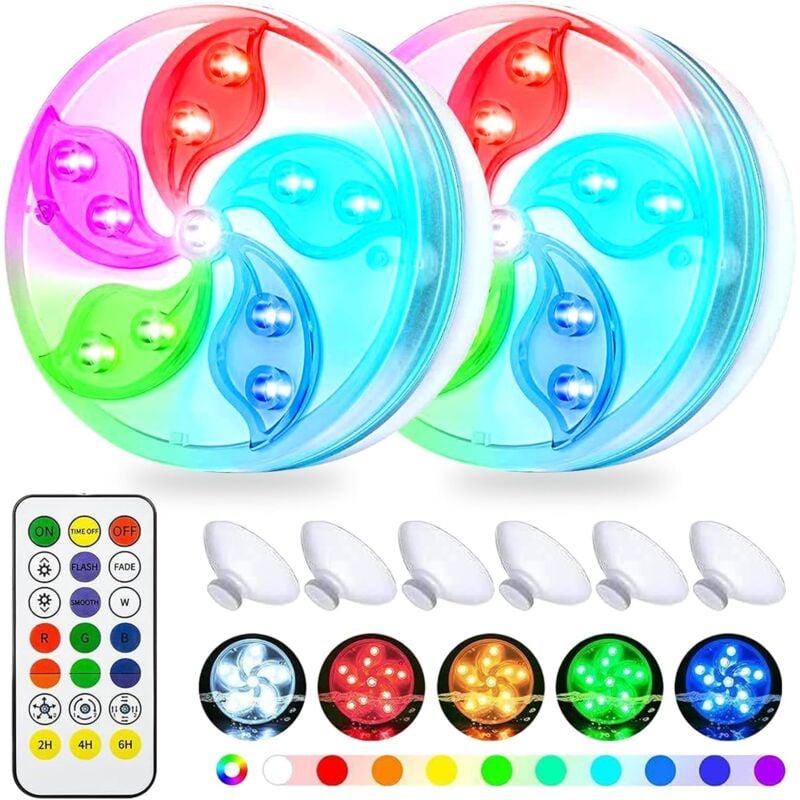 foto del prodotto luce per piscina rgb impermeabile ip68, luce subacquea per laghetto da piscina con telecomando, illuminazione subacquea, alimentazione multicolore,
