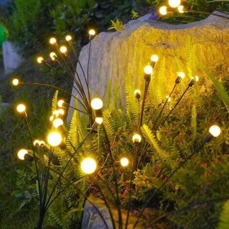 foto del prodotto luce solare a led a forma di lucciola luce decorativa per esterni impermeabile per decorazione del giardino, luce di colore caldo, 6 luci