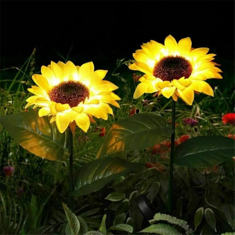 foto del prodotto luce solare a led a girasole, luce esterna decorativa, perfetta per giardino, patio, prato, cortile o passerella