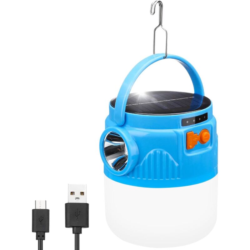foto del prodotto luce solare a led da campeggio, lanterna ricaricabile tramite usb, lampada da campeggio portatile impermeabile, 3 modalit di illuminazione per