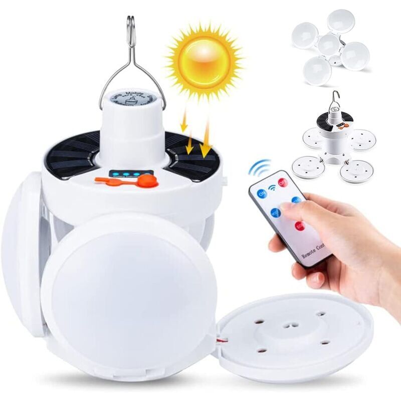 foto del prodotto luce solare a led da campeggio ricaricabile tramite usb con 4 fogli di lampade pieghevoli ip65 impermeabile 5 modalit di illuminazione 45 led
