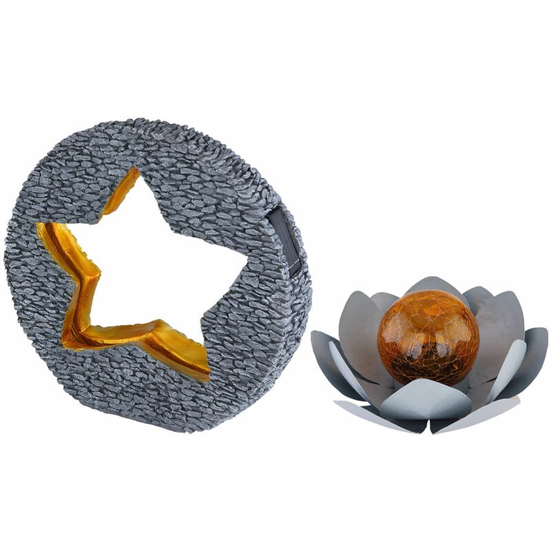 foto del prodotto luce solare a led fiore di loto per esterni lampada solare da giardino lampada da giardino a stella, ip44 batteria ricaricabile, sfera di vetro